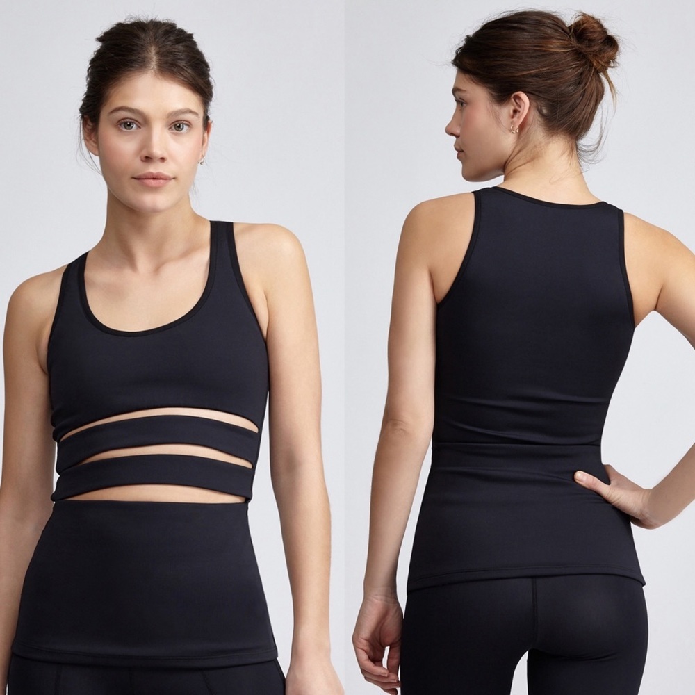 Cushnie Black Cutout Cora Tank workout gym yoga Sz M